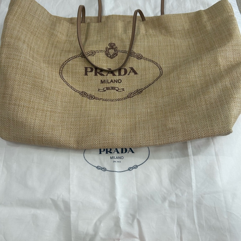 Prada Raffia beach bag